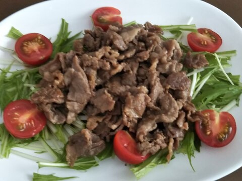 牛焼き肉と水菜とトマトのサラダ☆